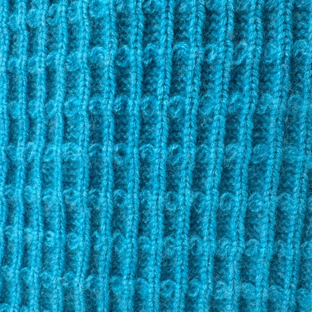 Turquoise Cashmere Waffle Ribbed Scarf OS - Picture 4 of 7